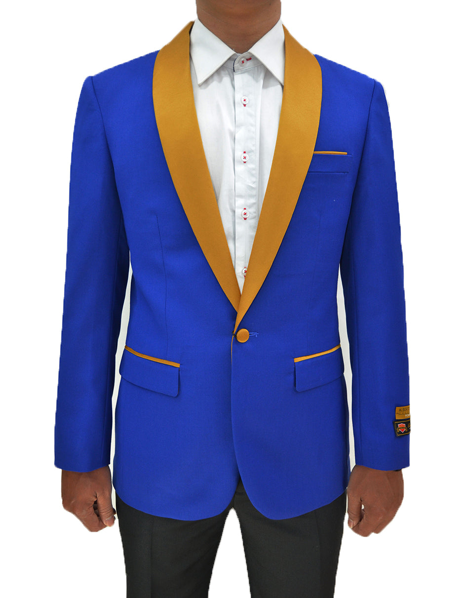 Royal Blue Gold Shawl Collar Dinner Jacket
