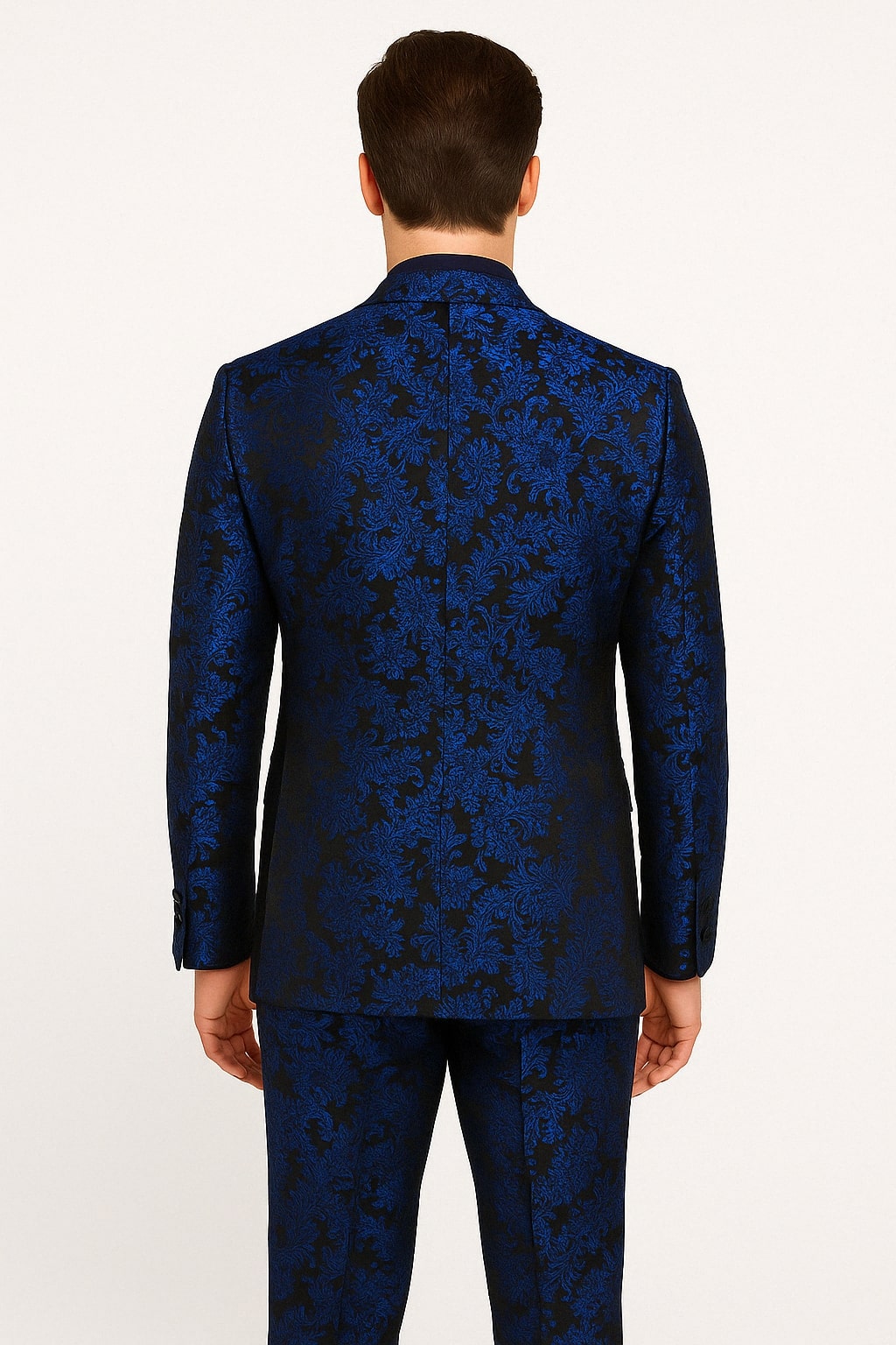 Royal Blue Floral Metallic Tuxedo Set