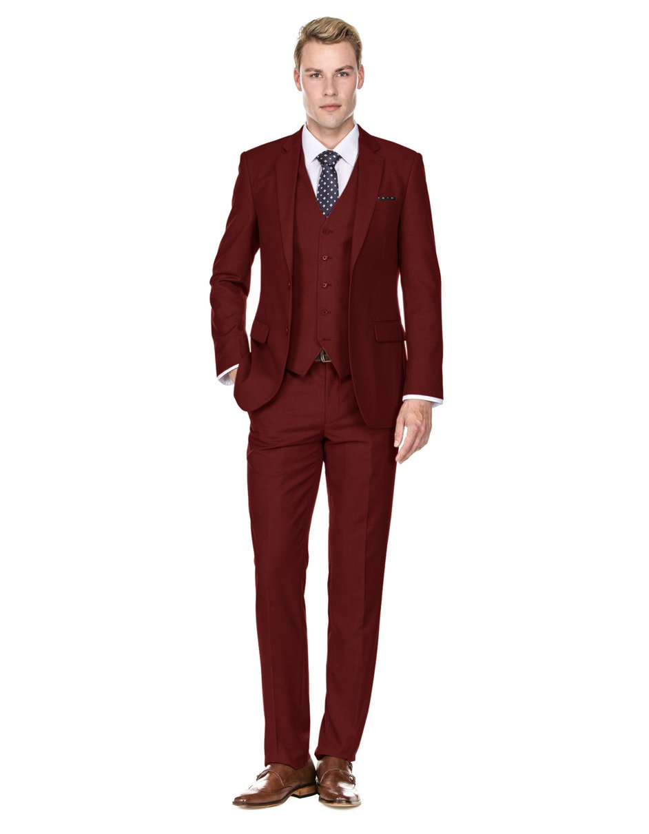 Savvy Slim Burgundy 3-Piece Suit for Men
