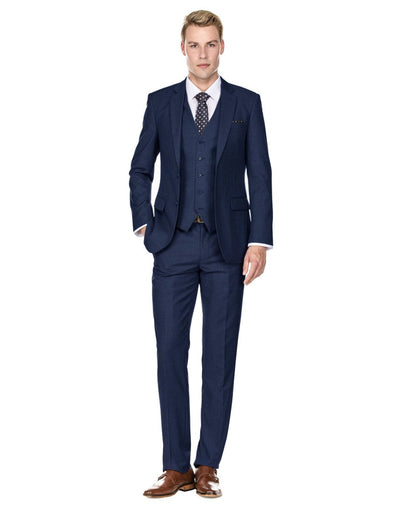Savvy Slim Three-Piece Navy Suit by Mensitaly