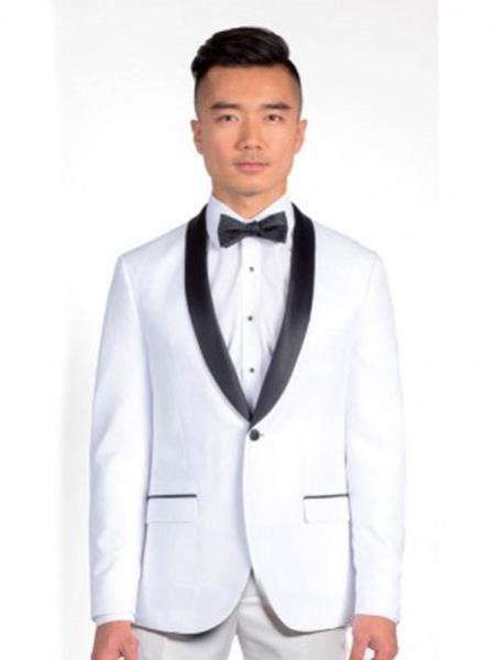 Men's Trim Slim Fit Tuxedo with Shawl Lapel White,Black