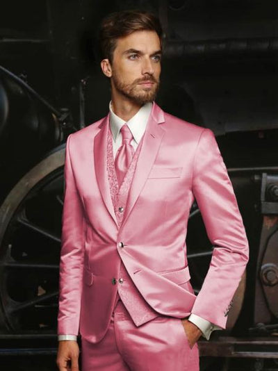Burgundy Sateen Vested Blazer for Men