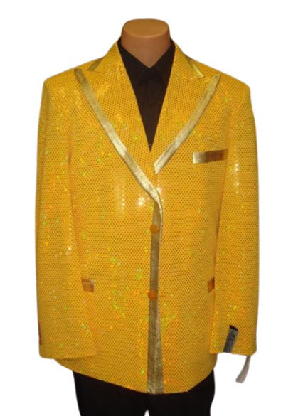 Men's Yellow-Gold Shiny Flashy Metallic Tuxedo Suit Peak Lapel