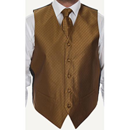 Men's Rust Brown Four-piece Dress Tuxedo Wedding Vest - Men's Neck Ties - Mens Dress Tie - Trendy Mens Ties