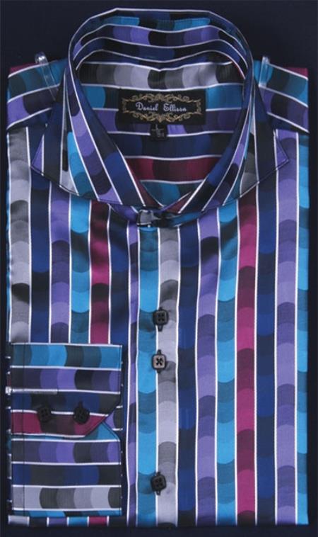 Mens Turquoise Dress Shirt Mens Turquoise Shiny flashy Satin Luxurious Shirt