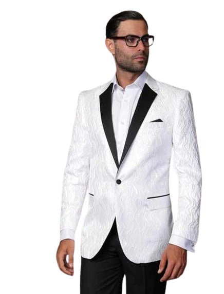 Floral Men's Satin Shiny Unique Paisley Sport Coat Flashy Silky Satin Stage Fancy Stage Party Two Toned Blazer / Sportcoat / Men's Jacket / Dinner Jacket White