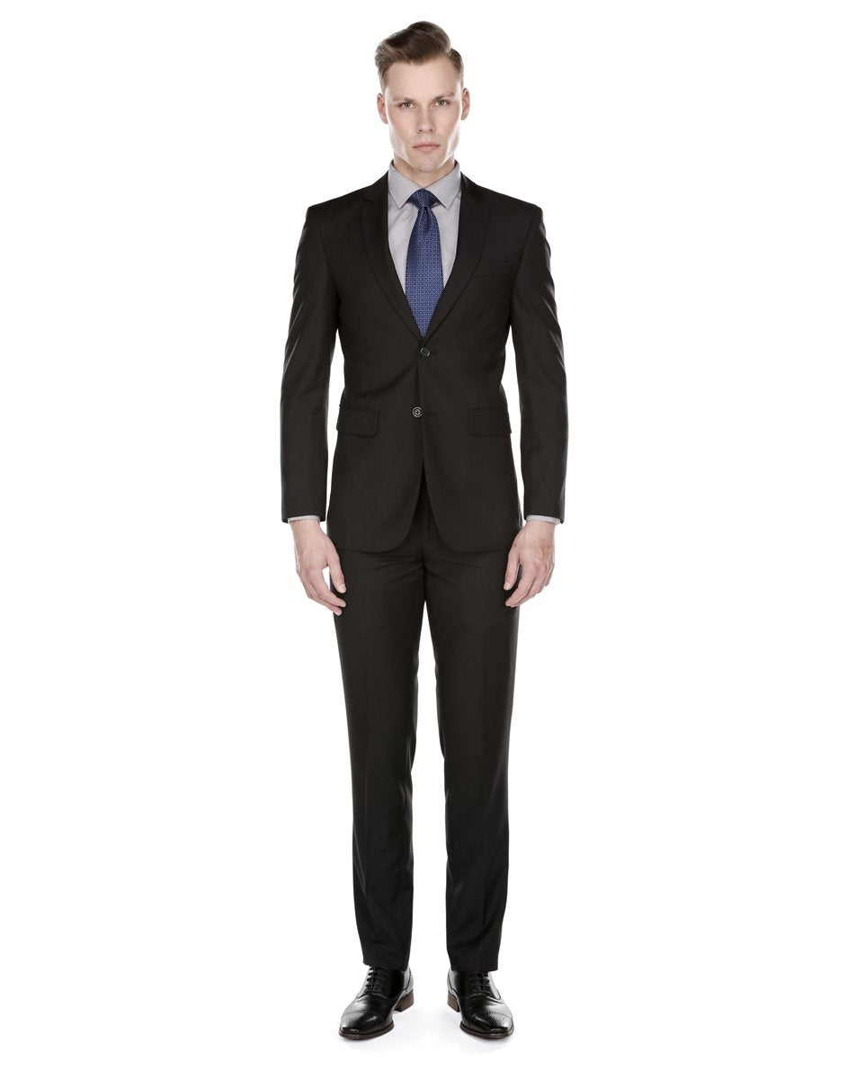 Men's Slim Skinny Black Suit by Braveman