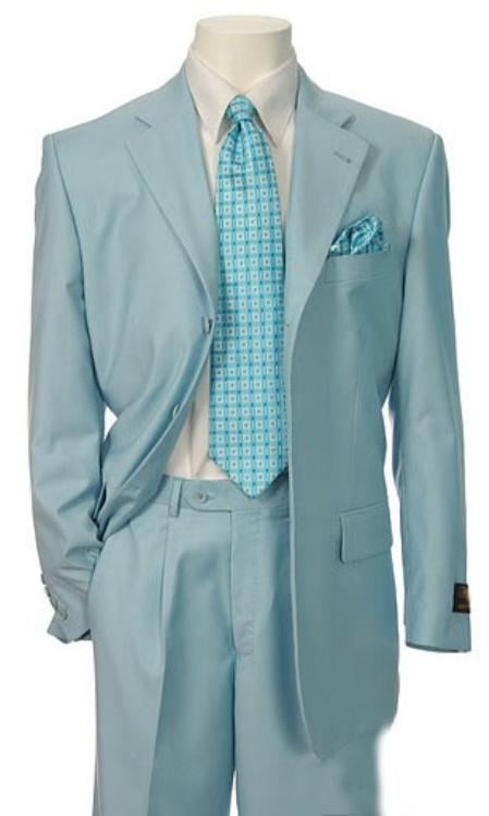 Men's Multi-Stage Party Available in 2 or Three ~ 3 Buttons Style Regular Classic Cut Cheap Priced Business Suits Clearance Sale Collection Light Blue ~ Sky Baby Blue