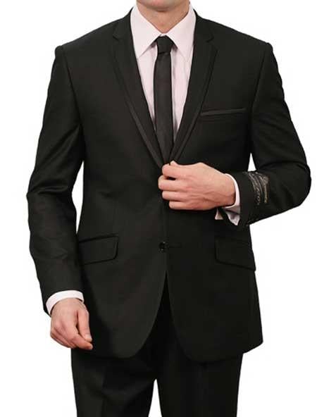 OMC Signature Men's Black Slim Fit Suit (2-Pieces)