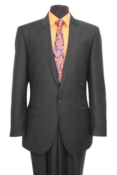 Slim Fit Suit Men's 1 One Button Suit Flat Front Pants β Dark Gray Men's Slim Fit Suits