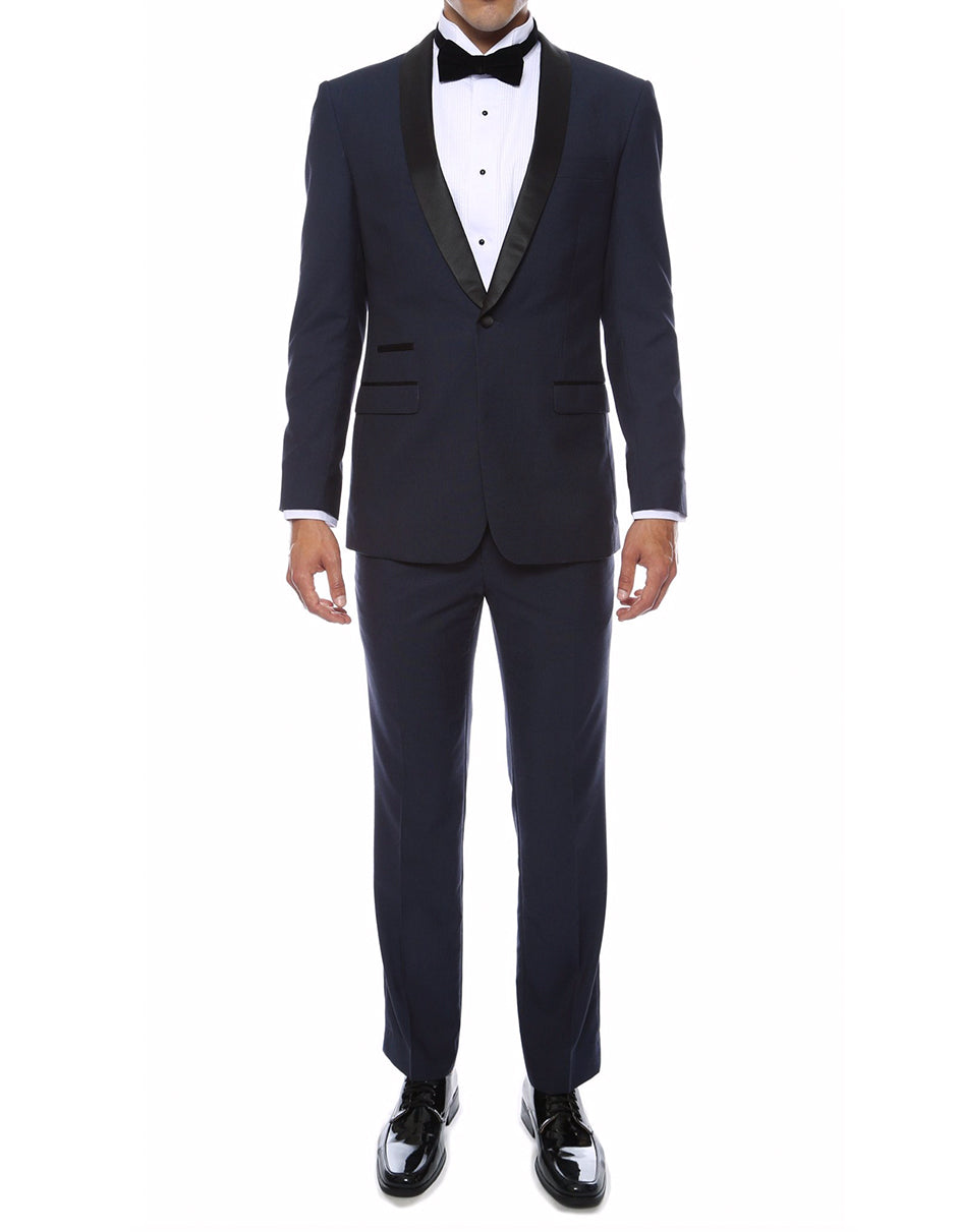 Men's Skinny Fit Navy Shawl Tuxedo