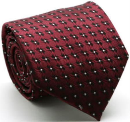 Men's Premium Square Print Ties Wine - Men's Neck Ties - Mens Dress Tie - Trendy Mens Ties