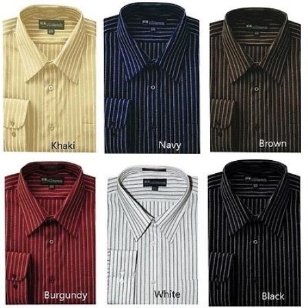 Classic Stylish Contrast Stripes Style Multi-color Men's Dress Shirt