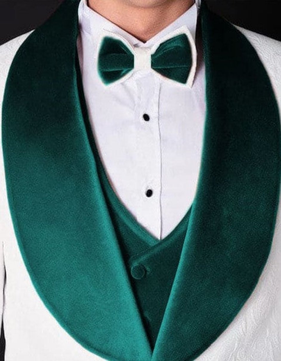 White & Teal Blue Tuxedo Wedding Suit Set