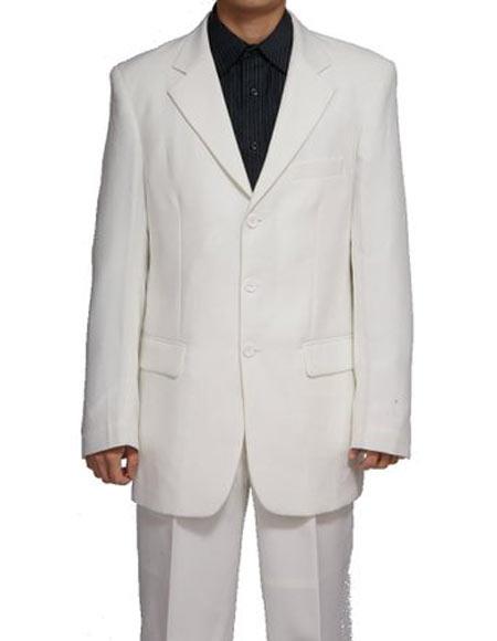 Men's White 3 Button Two Piece Suit