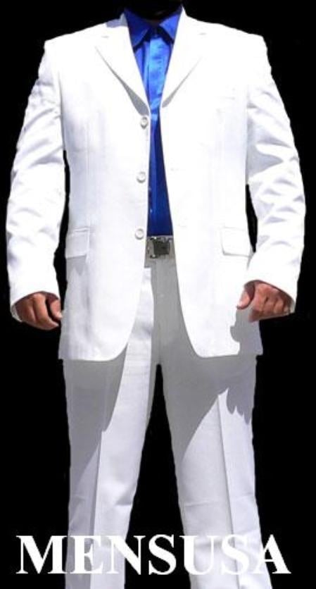 Men's All White Suit For Men Joun Paul 3 Buttons Super Cool Suit - mensitaly