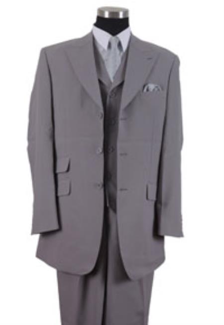 Mens Three Piece Suit - Vested Suit Mens Suny Vested Gray 3 Piece Suit Pleated Pants main image 0