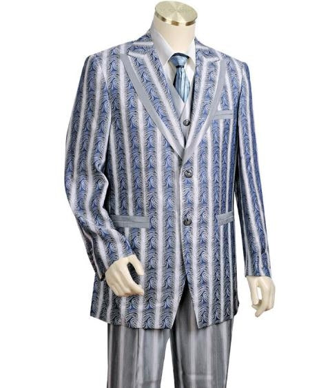 Mens Three Piece Suit - Vested Suit Mens Black Two Button Vested 3 Piece Slim Fit Suit main image 1