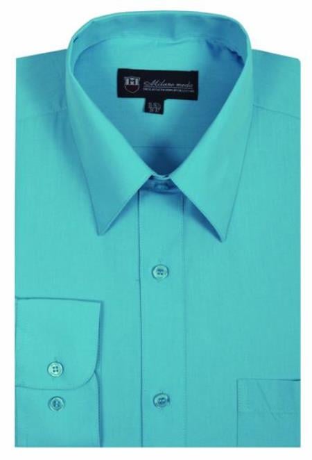 Mens Turquoise Dress Shirt Slim Fit - turquoise ~ Light Blue Stage Party Color Men's Dress Shirt main image 0