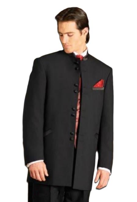 Men's 8Buttons~ Black Mandarin Tuxedo Suit