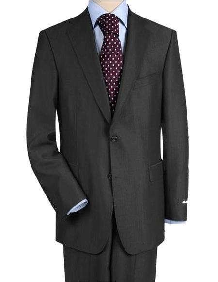 High-Quality Construction Two-Button Darkest Charcoal Gray Suit