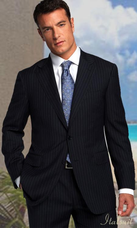 2 Button Color Brown With Pinstripe Men's Suit Side Vent Back Jacket Style With 1 Pleated Pants main image 0
