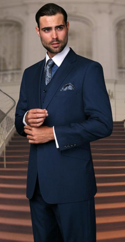 Indigo Blue Pants Vested 2 Buttons Regular Fit Suit