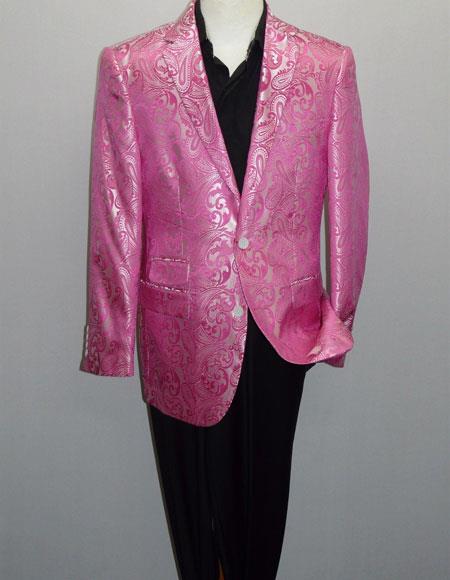 Men's Fuchsia One Ticket Pocket Side Vents Blazer