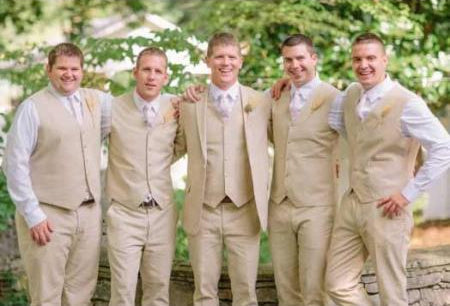 Groomsmen Linen Vest & Pants Set (No Jacket) Natural Sand Tan or Cream or White or Light Grey or Navy blue