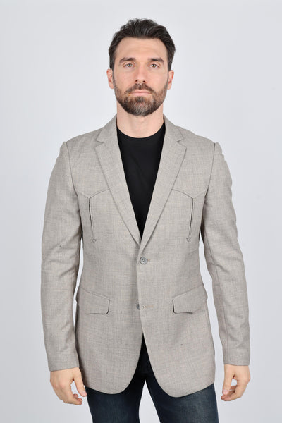 Menβs Heather Beige Cowboy Sport Coat β Classic Elbow Patch Jacket