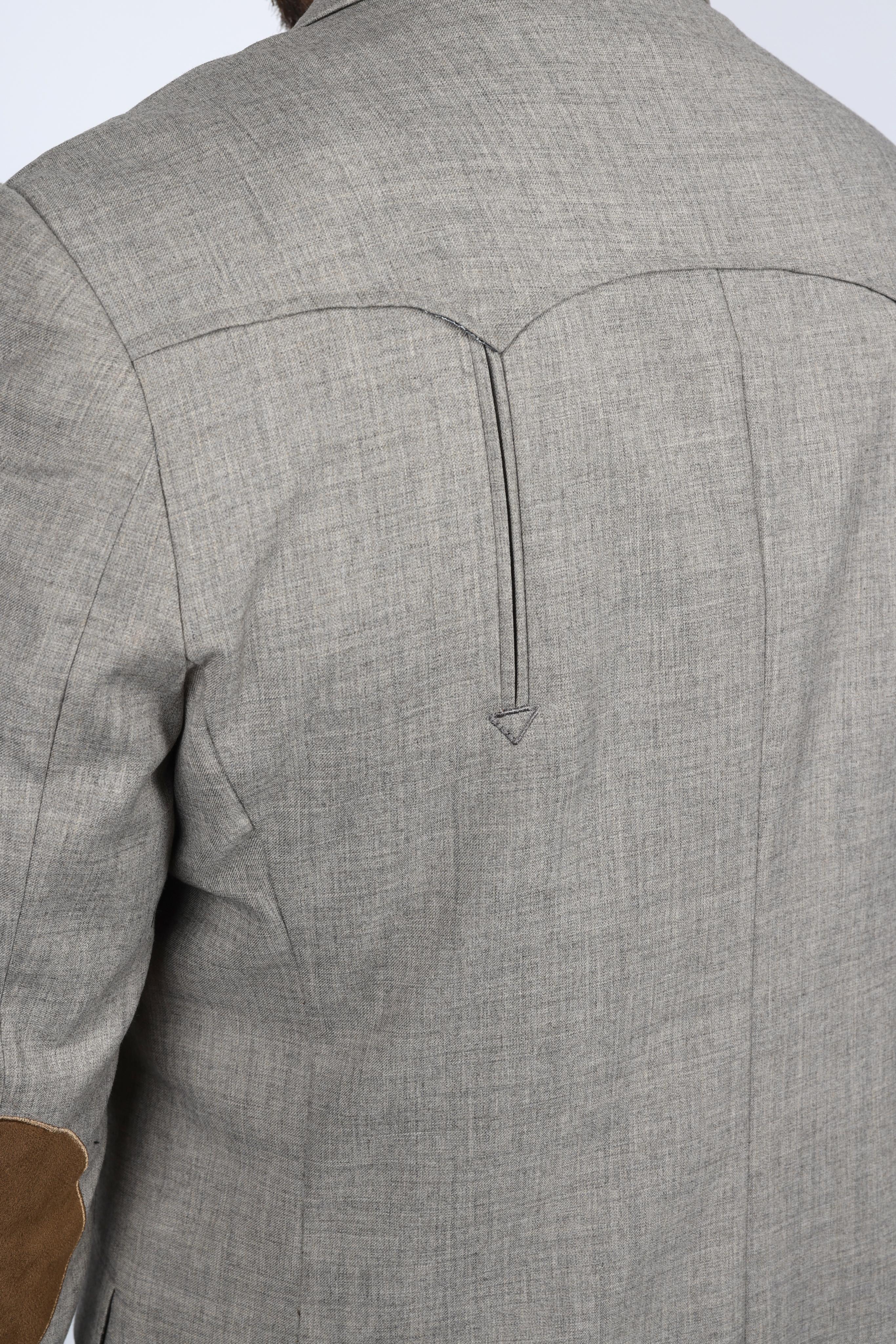 Men’s Heather Beige Cowboy Sport Coat – Classic Elbow Patch Jacket