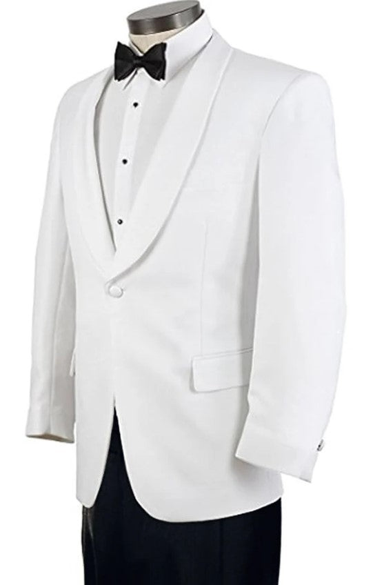 1 Button Shawl Lapel White Dinner Jacket