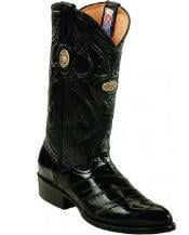 Men's White Diamonds Handcrafted Genuine Eel Skin Black Boots - Botas De Anguila