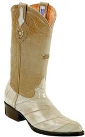 Men's White Diamonds Handmade J Toe Genuine Eel Skin Bone Boots - Botas De Anguila