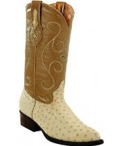 Men's White Diamonds Handcrafted Genuine Full Quill Ostrich Bone Boots