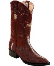 Men's Genuine Stingray mantarraya skin Single Stitched Welt Burgundy ~ Wine ~ Maroon Color Botas de mantarraya - Mantarraya boots