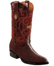 Men's Genuine Stingray mantarraya skin Full Leather Pull Straps Burgundy ~ Wine ~ Maroon Color Botas de mantarraya - Mantarraya boots