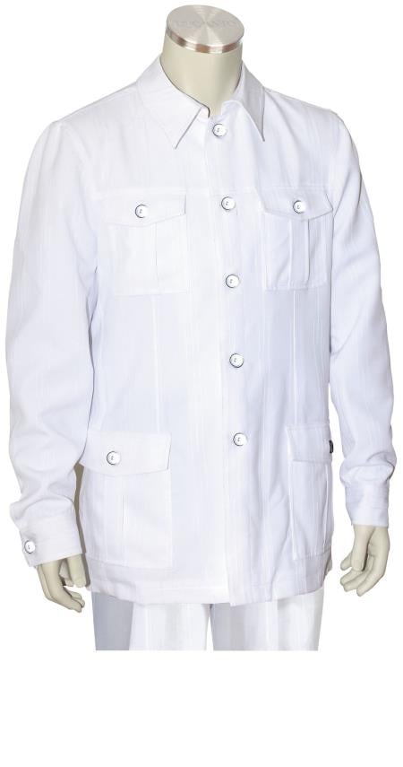 Men's 2 Piece Long Sleeve Casual Two Piece Mens Walking Outfit For Sale Pant Sets Suit - Casual Urban Style White all white outfits for men