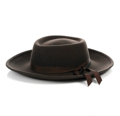 Menβs Wide Brim Brown Fedora β Classic Dress Hat