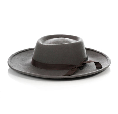 Menβs Wide Brim Grey Fedora β Classic Dress Hat