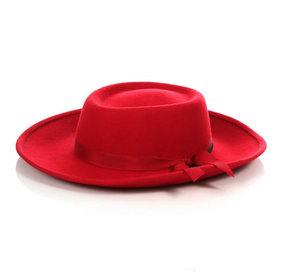 Menβs Wide Brim Red Fedora β Classic Dress Hat