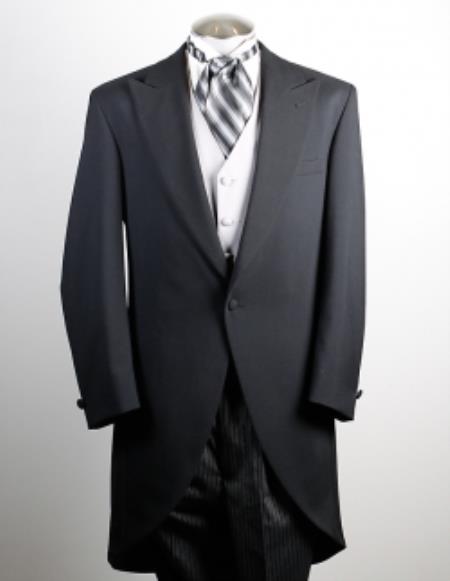 Men's 100% Worsted Wool Black Cutaway Jacket with the tail suit tuxedo with tails Fashion Tuxedo For Men