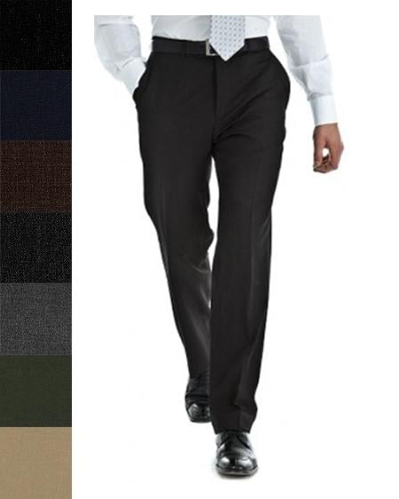 Charcoal premier quality italian fabric Flat Front Men's Wool Dress Pants Hand Made