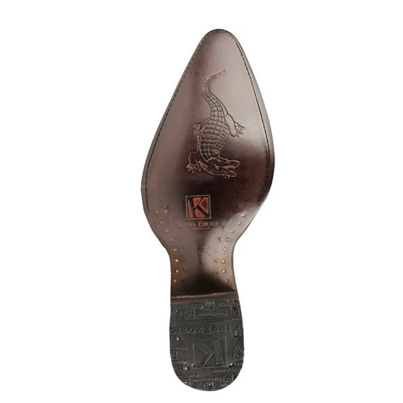 King Exotic Caiman Hornback Cowboy Boots - Brown