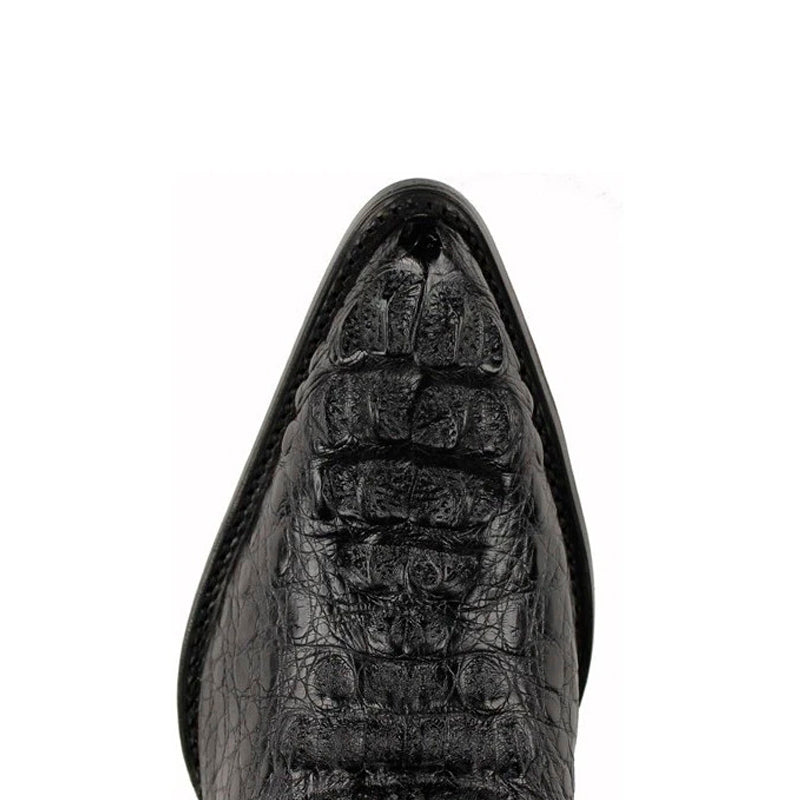 King Exotic Caiman Hornback Cowboy Boots Black