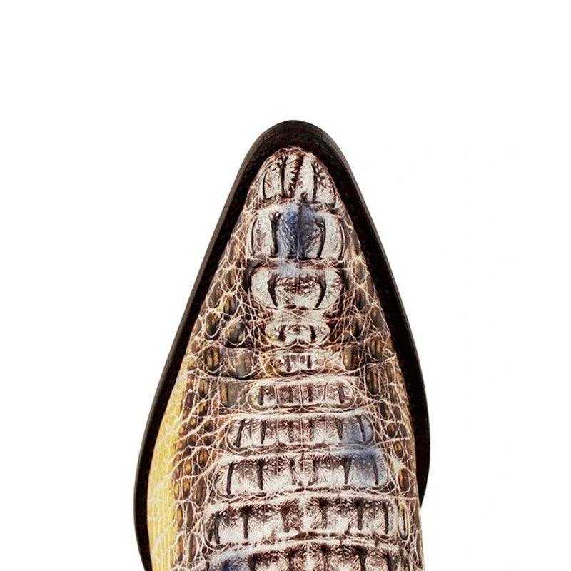 King Exotic Caiman Hornback Cowboy Boots Natural