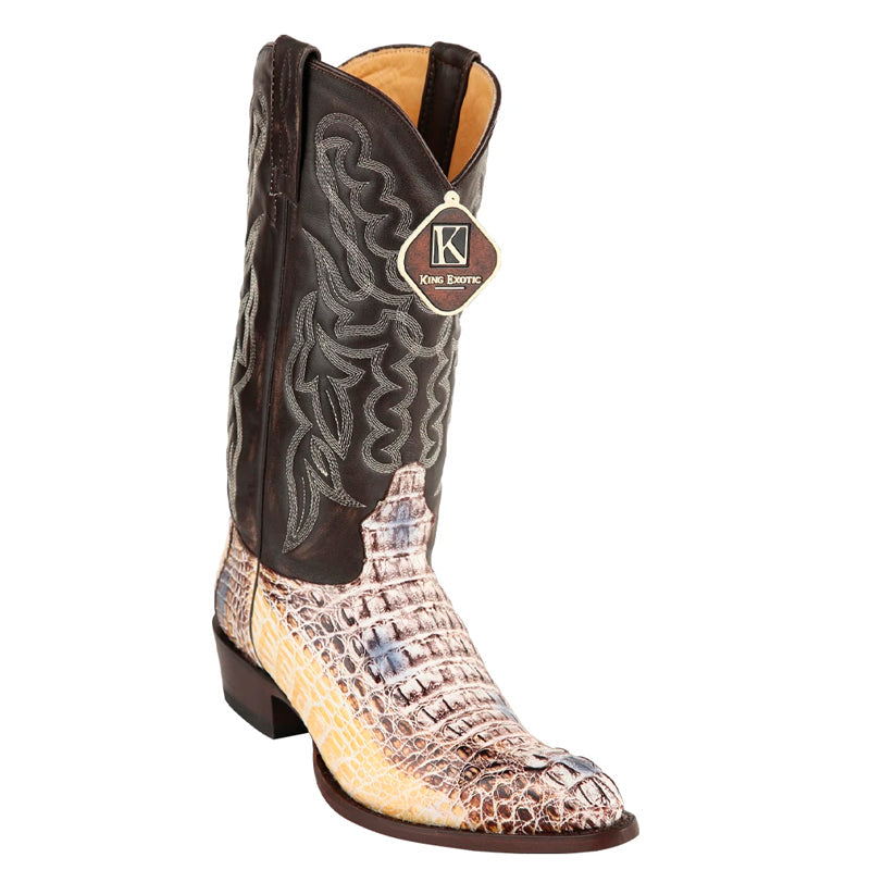 King Exotic Caiman Hornback Cowboy Boots Natural