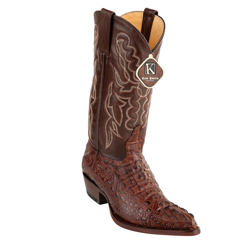 King Exotic Caiman Hornback Cowboy Boots - Brown