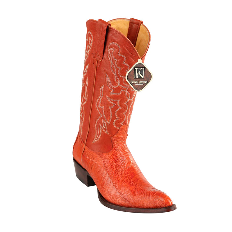 King Exotic Ostrich Leg Boots for Men, Cognac