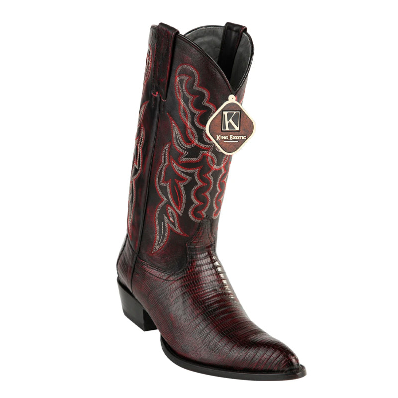King Exotic Teju Lizard Black Cherry Western Boots
